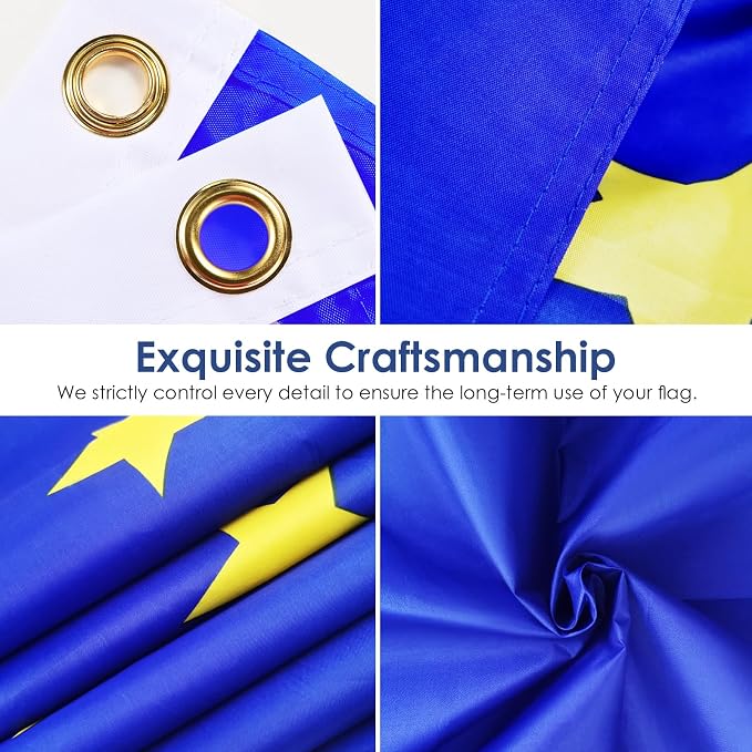 AhfuLife European Union EU Flag 3x5 Ft, Large EU Flags for Outside - Double Side with Brass Eyelets for Olympic Party Decorations, Soccer Party Decoration Bar Garden Street Decoration Indoor Outdoor