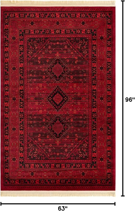 Unique Loom Tekke Collection Area Rug - Sheibani (5' 3" x 8' Rectangle, Red/ Black)