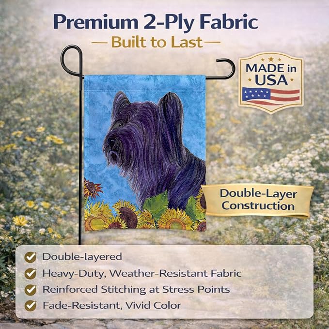 Caroline's Treasures SS4232GF Skye Terrier in Summer Flowers Garden Flag Mailbox Flag Decorative Yard Flag Banner Outside Patio Artwork Yard Flower Beds, Garden Size, Multicolor