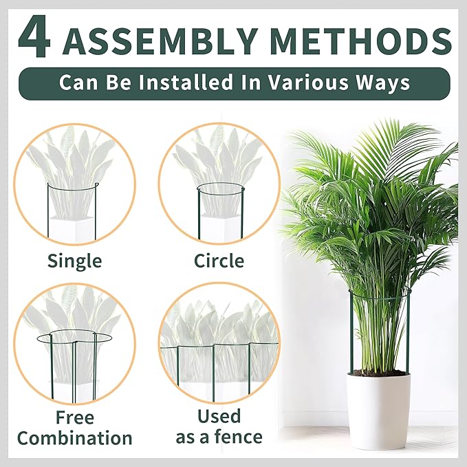 TCBWFY 24"Hx10"D Plant Supports Stakes for Large Heavy Plants,20 Pack Peony Supports,Heavy Duty 4.5mm Wire Peony Cages,Interlock Garden Supports Ring Border Support,Plant Support Cage for Rose Flowers