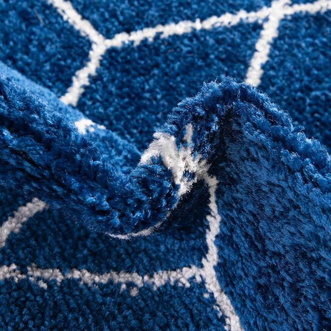 Unique Loom Trellis Frieze Collection Area Rug - Geometric (4' Square, Navy Blue/ Ivory)