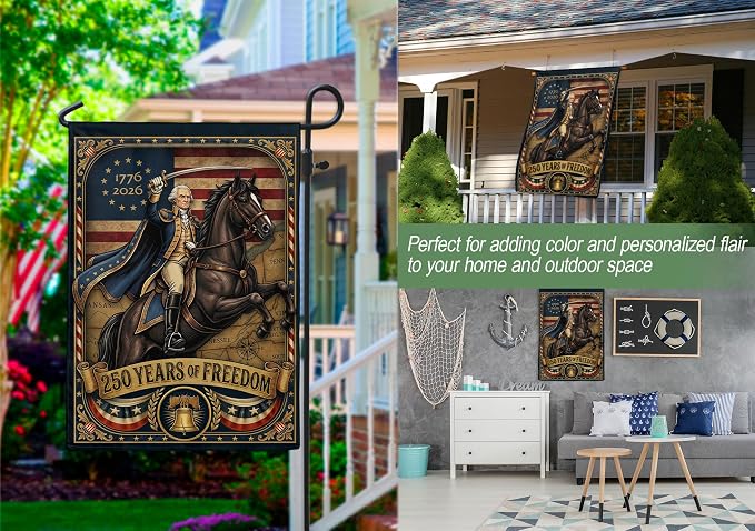 250 Years Of Freedom Flag, 250th Anniversary Usa Commemorative Flags, American 250th Anniversary Patriotic Design, 1776-2026 Commemorative Banner, Garden Flags For Outside, Front And Back Print 1 (12x18 Inch)