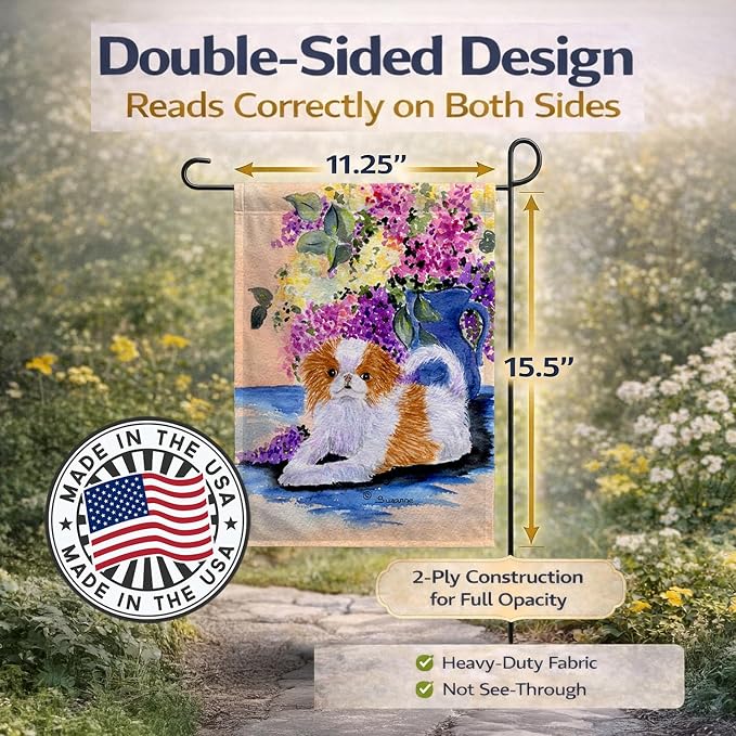 Caroline's Treasures SS8300GF Japanese Chin Garden Flag Mailbox Flag Decorative Yard Flag Banner Outside Patio Artwork Yard Flower Beds, Garden Size, Multicolor