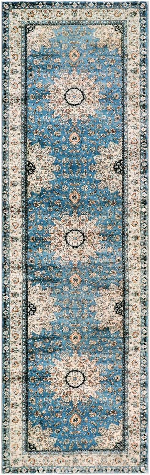 Lahome Felice Oriental Floral Medallion Runner Rug - 2x8 Runners for hallways Bathroom Mat, Non-Slip Washable Indoor Entryway Floor Carpet Runner for Hall Kitchen Foyer Front Door