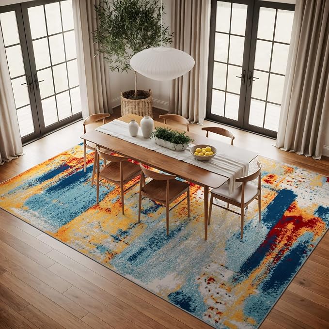Rugshop Novel Abstract Fade-Resistant Area Rug Multi 9' x 12' | Stain Resistant,Bedroom, Dining Room, Home Office, Kitchen, Entryway, Hallway, Nursery, Kids Room, Guest Room