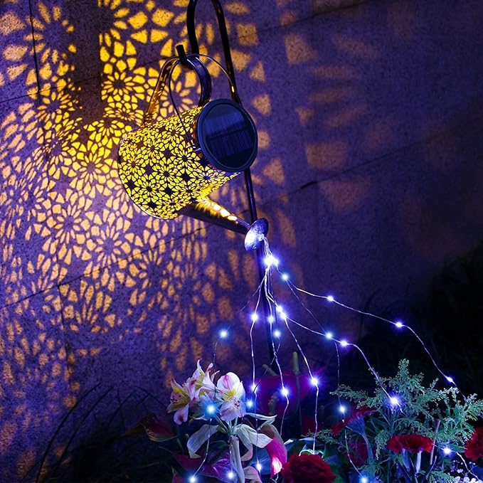 VOOKRY Solar Watering Can Lights, Large Retro Hanging Blue Solar Lights Outdoor Decorative Garden Decor Waterproof for Outside Patio Yard Porch Lawn Landscape, Gifts for Women Mom Grandma Birthday