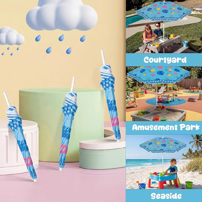 Dansydaisy Beach Umbrella for Water Table, Picnic Table Shade, 47 Inch Replacement Portable Outdoor Umbrella, UV Protection for Sand Play Camping Patio Garden, Tables Not Included