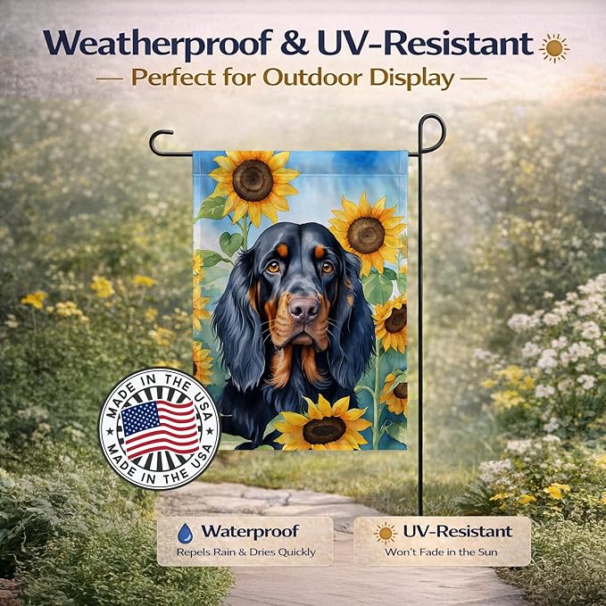 Caroline's Treasures DAC6090GF Gordon Setter in Sunflowers Garden Flag Mailbox Flag Decorative Yard Flag Banner Outside Patio Artwork Yard Flower Beds, Garden Size, Multicolor