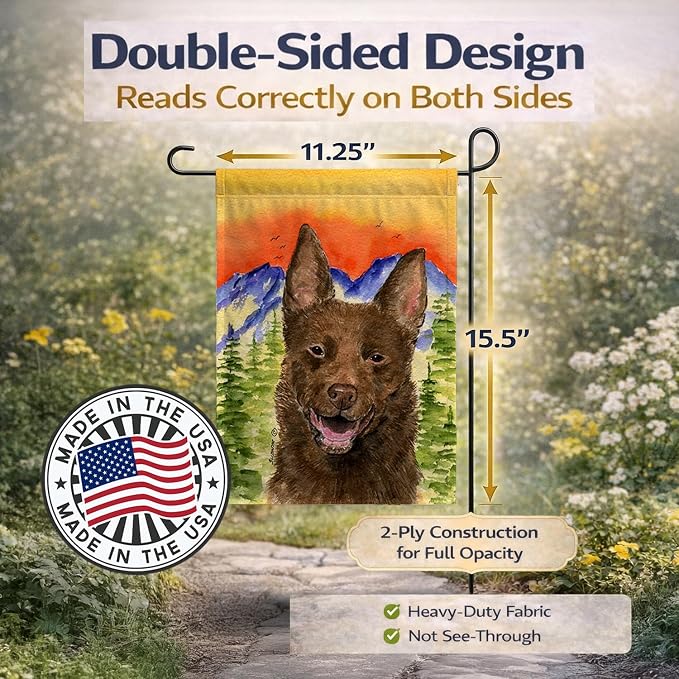 Caroline's Treasures SS8422GF Australian Kelpie Garden Flag Mailbox Flag Decorative Yard Flag Banner Outside Patio Artwork Yard Flower Beds, Garden Size, Multicolor