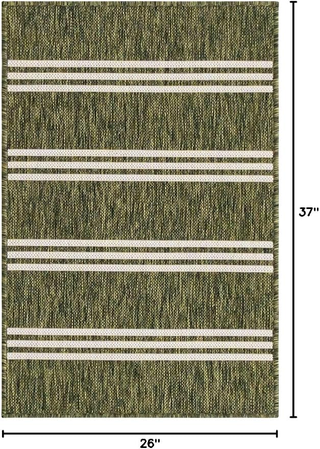 Unique Loom Outdoor Collection Area Rug - Anguilla (2' 2" x 3' 1" Rectangle, Green/ Ivory)