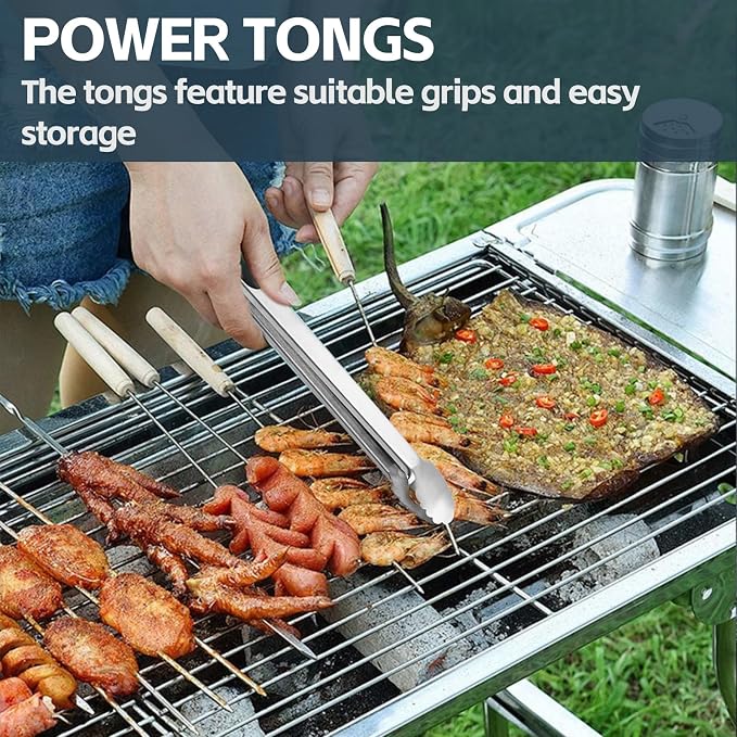 Heavy Duty Grilling Accessories Grill Tool Set 3-Piece SUS304 BBQ Utensils | Stainless Steel BBQ Utensils, Heat-Resistant Silicone Handle, Spatula, Tongs, Fork, For Outdoor Cooking