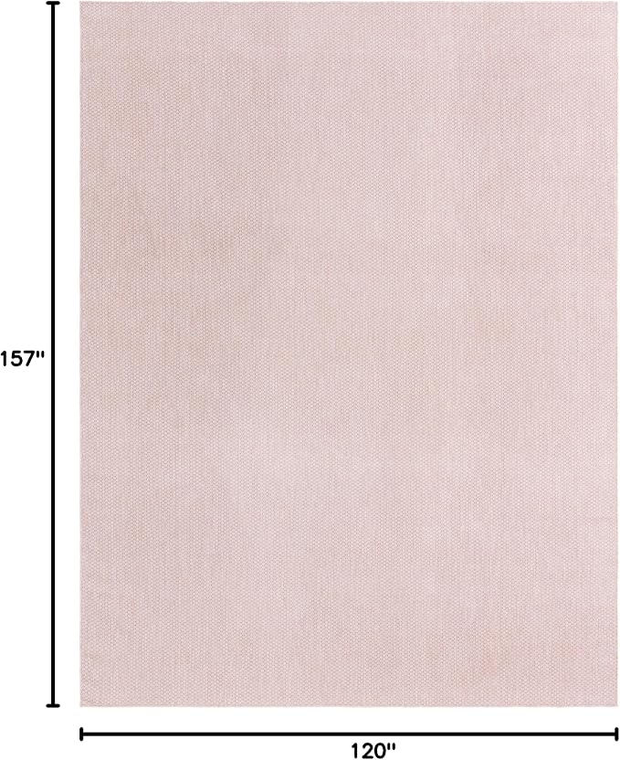 Unique Loom Collection Casual Transitional Solid Heathered Indoor/Outdoor Flatweave Area Rug (10' x 13' 1" Rectangle, Whisper Pink/Ivory)