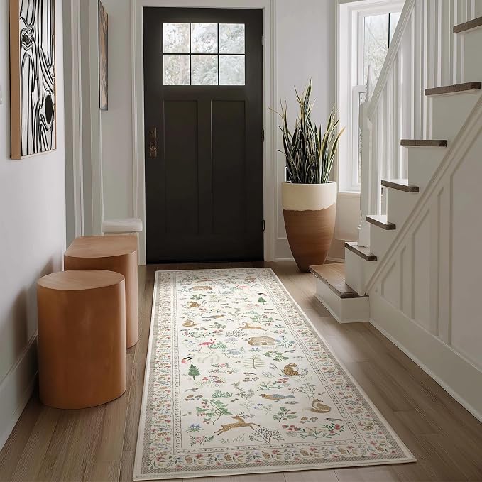 Machine Washable Kitchen Runner Rugs: 2'x6' Hallway Runner Rug Non Slip Low Pile Stain Resistant Soft Carpet Runners for Hallways Indoor Entryway Kitchen Laundry Room Beside Farmhouse