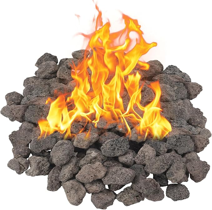 20LB Black Lava,Lava Rock Granules,Stones for Indoor Gas Fireplaces, Fire Pits, and Fire Pit Tables, Gas Fireplace Rocks, Fire Pit Stones for Outdoor Grills and Landscaping(1.2"-2")