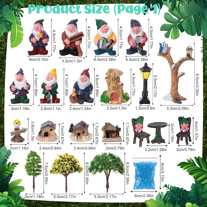 82 Pcs Fairy Garden Accessories Set Miniature Gnome Resin Figures Fairy Garden Decor Terrarium Decorations DIY Mini Landscape Ornaments