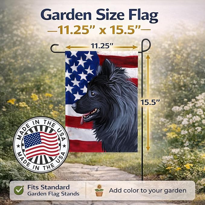 Caroline's Treasures CK6730GF Swedish Lapphund Dog American Flag Garden Flag Mailbox Flag Decorative Yard Flag Banner Outside Patio Artwork Yard Flower Beds, Garden Size, Multicolor