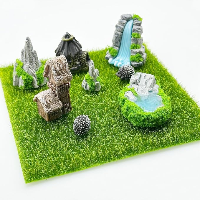 Woohome 121 PCS Mini Garden Accessories, Mini Zen Garden Accessories, Fairy Garden Kit Miniature Figurines for Diorama Project DIY, Mini House Decor