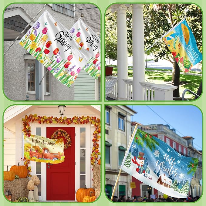 SmoothNovelty 12 Pcs Seasonal Garden Flag 3 x 5 ft Yard Flags for Outside Double Sided Holiday Banner with Grommets for Spring Summer 4th of July Outdoor Banner Decorations(Fashion)