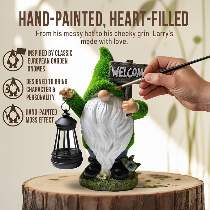 Garden Gnomes Outdoor with LED Solar Light - 11’’ Summer Season Gnome - Funny Decorations, House Warming - Porch, Deck, Home, Yard, Patio, Solar Lantern Statues - Birthday Gifts
