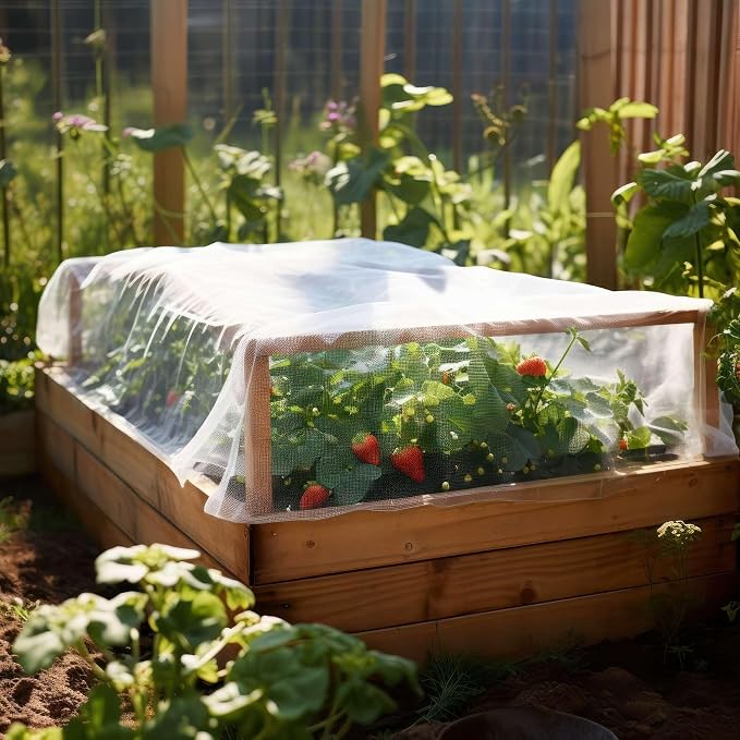 Garden Netting for Bird, Insect and Bug Cover 10x50FT | Multiple Size White Mesh Fabric Mosquito Net for Fruit & Vegetable Protection | Agricultural Strawberry, BlackBerry & Berry Plant Barrier