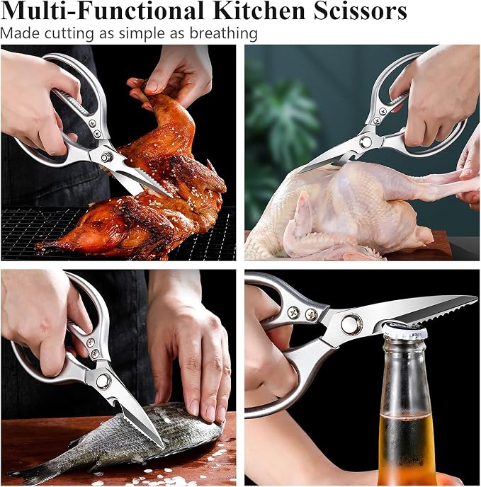 RINPIR 35pcs Deluxe Grilling Gifts Set for Birthday Fathers Day, Stainless Steel BBQ Accessories Kit for Men Dad, Professional Grill Tools Utensils with Scissors, Meat Claws in Aluminum Case Brown