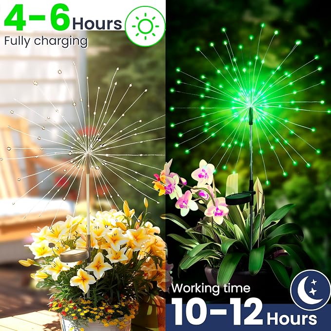 GIGALUMI Garden Outdoor Decor Lights 120LED 2Pack, Solar Garden Lights for Yard Outside Fairy Decorative,Solar Powered for Yard Pathway Flowerbed Planter Balcony Patio Decor（Green）