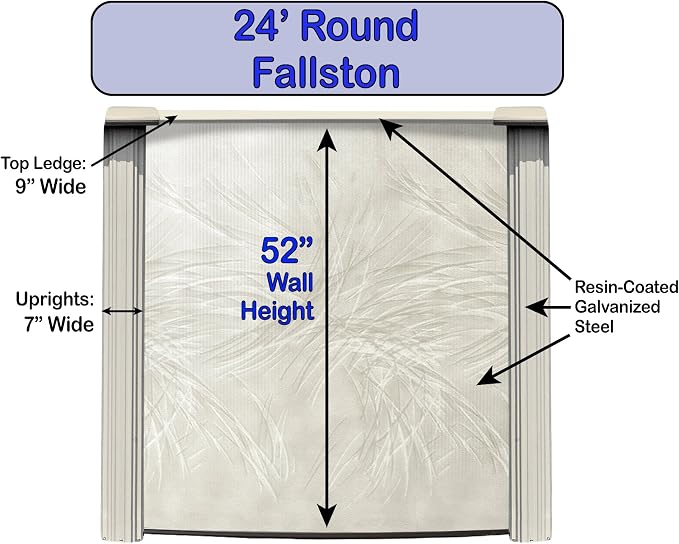 Lake Effect Pools 'Fallston' 24' Foot Round Above Ground Swimming Pool | 52" Inch Height | Bedrock Overlap Liner and Widemouth Skimmer Bundle | Resin Protected Steel Sided Walls