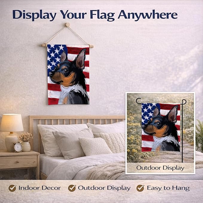 Caroline's Treasures CK6735GF Teddy Roosevelt Terrier American Flag Garden Flag Mailbox Flag Decorative Yard Flag Banner Outside Patio Artwork Yard Flower Beds, Garden Size, Multicolor