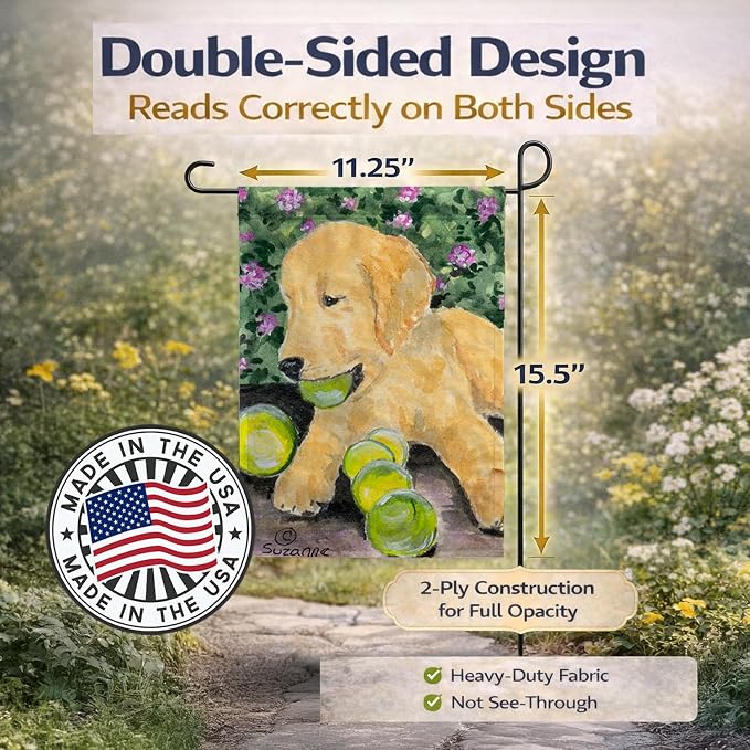 Caroline's Treasures SS8759GF Golden Retriever Garden Flag Mailbox Flag Decorative Yard Flag Banner Outside Patio Artwork Yard Flower Beds, Garden Size, Multicolor