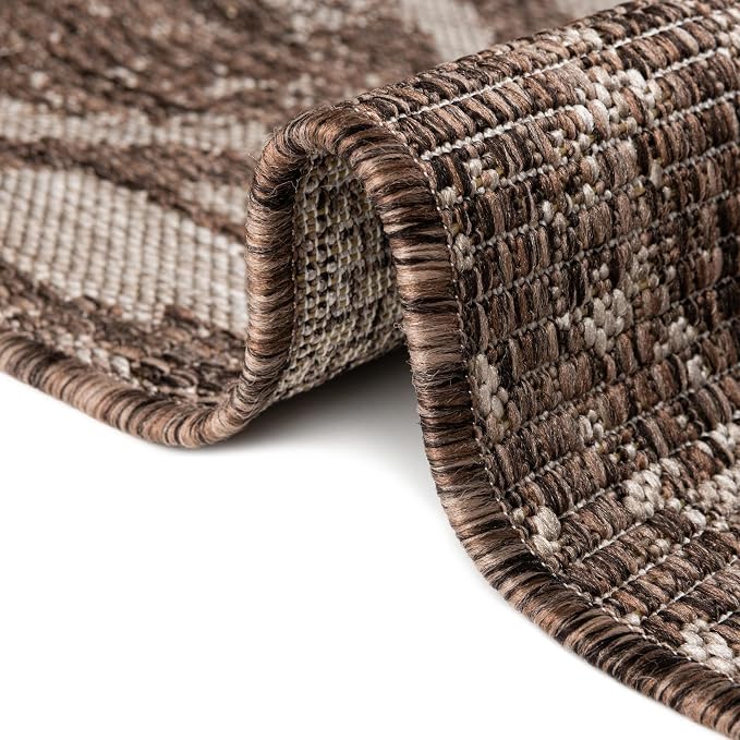 Unique Loom Outdoor Bohemian Collection Area Rug - Anthro (7' 10" x 10' Rectangle, Brown/ Ivory)