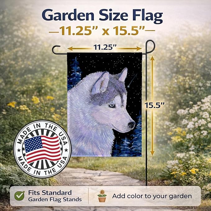Caroline's Treasures SS8617GF Siberian Husky Garden Flag Mailbox Flag Decorative Yard Flag Banner Outside Patio Artwork Yard Flower Beds, Garden Size, Multicolor
