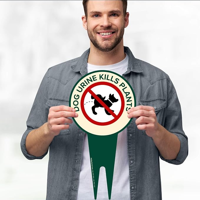Dog Urine Kills Plants, Please Curb Your Dog Sign, 7"x13", Heavy Duty Integrated Ground Stakes, Indoor/Outdoor Use, Rust Free Aluminum Composite, Made in USA by My Sign center