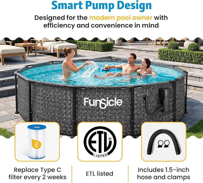 Funsicle SkimmerPlus 1,500 GPH Filter Pump for Above Ground Swimming Pools | 2-in-1 Filter Pump and Skimmer System for Easy Pool Cleaning & Maintenance, Sidewall-mounted design with Filter Cartridge