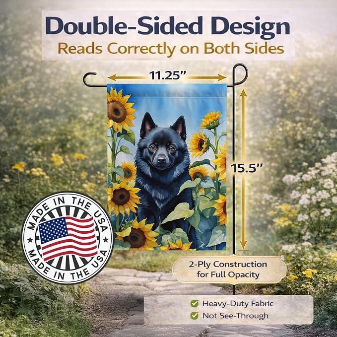 Caroline's Treasures DAC6155GF Schipperke in Sunflowers Garden Flag Mailbox Flag Decorative Yard Flag Banner Outside Patio Artwork Yard Flower Beds, Garden Size, Multicolor