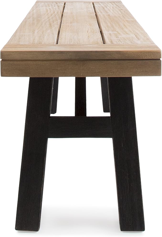 Christopher Knight Home Bettina Outdoor Acacia Wood Dining Bench with Brushed Mahogany Legs, Brushed Grey / Brushed Mahogany