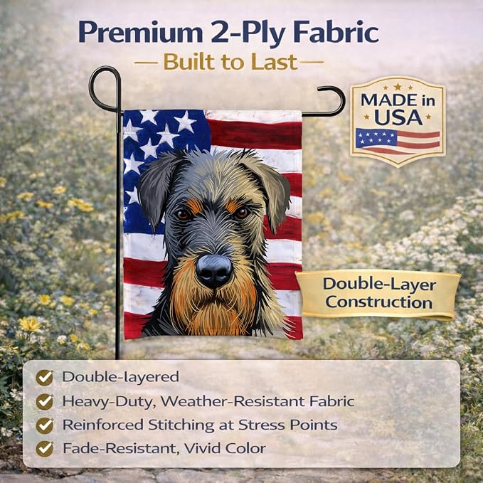 Caroline's Treasures CK6578GF Jagdterrier American Flag Garden Flag Mailbox Flag Decorative Yard Flag Banner Outside Patio Artwork Yard Flower Beds, Garden Size, Multicolor