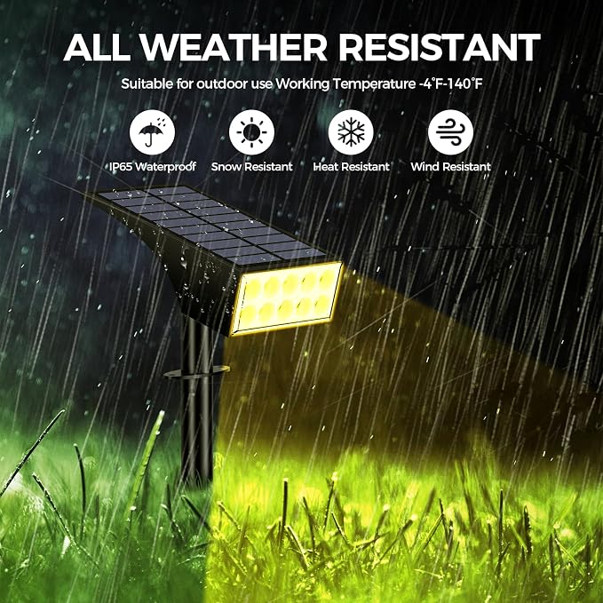 WENATY Solar Lights Outdoor Waterproof IP65, [12 Pack/4 Modes] Spot Solar Light for Outside, Dusk to Dawn LED Solar Powered Yard Garden Landscape Lighting Spotlights for Path Patio Walkway, Warm White