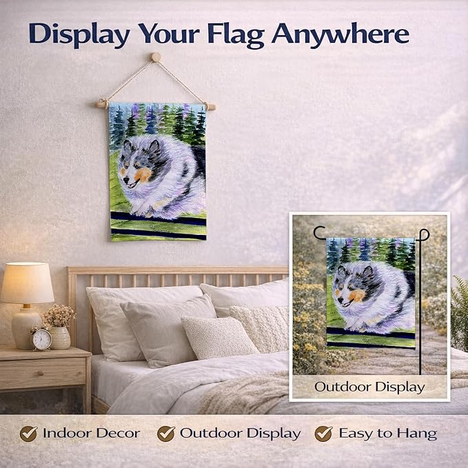 Caroline's Treasures SS8305GF Sheltie Garden Flag Mailbox Flag Decorative Yard Flag Banner Outside Patio Artwork Yard Flower Beds, Garden Size, Multicolor