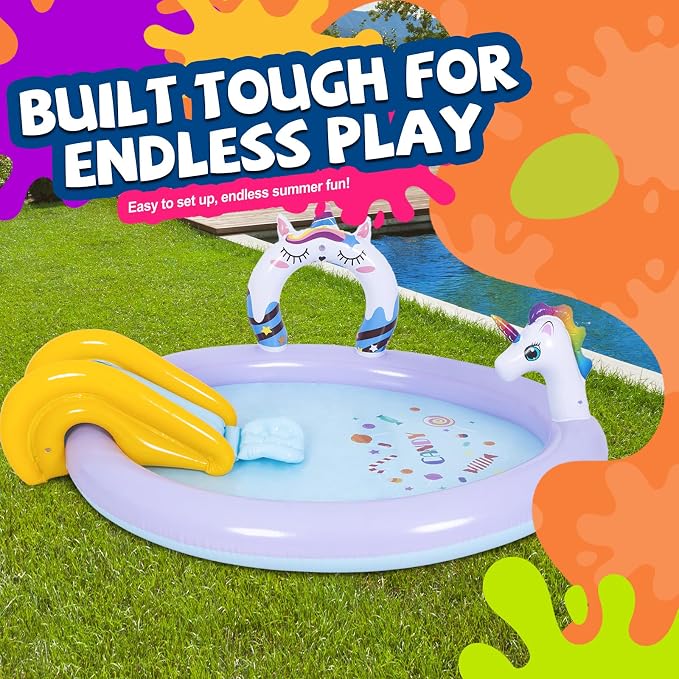 DIMAR GARDEN Inflatable Kids Swimming Pool Water Slide Spray Pool Play Center