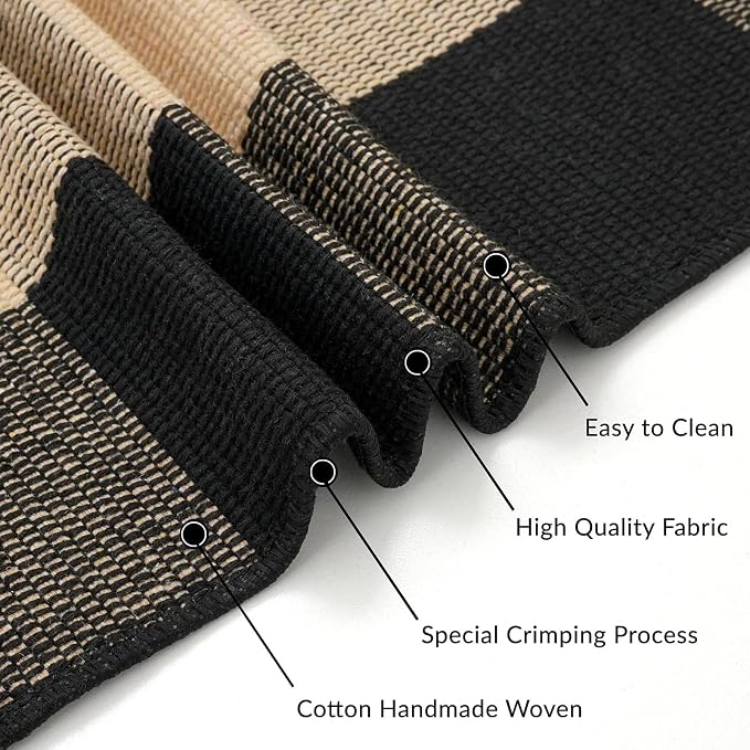 IOHOUZE Buffalo Plaid Checkered Rug 4x6 Ft Front Door Mats, Washable Area Rugs for Front Porch, Welcome Mats Indoor Outdoor, Entryway Rug for Entryway, Home Entrance, Tan Black