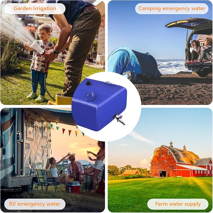 Water Tank, 265 Gallon Water Storage Bladder, Foldable Portable Water Storage, Large Water Storage Containers with 3/4" PVC Spigot and Hose Kit for Camping, Garden, Emergency Water Bag