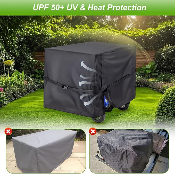 DVBB Outdoor Generator Covers Waterproof Heavy Duty 900D Oxford Portable Generator Cover Universal for 5500-15000 Watt Portable Generators (Black,38x28x30 in)