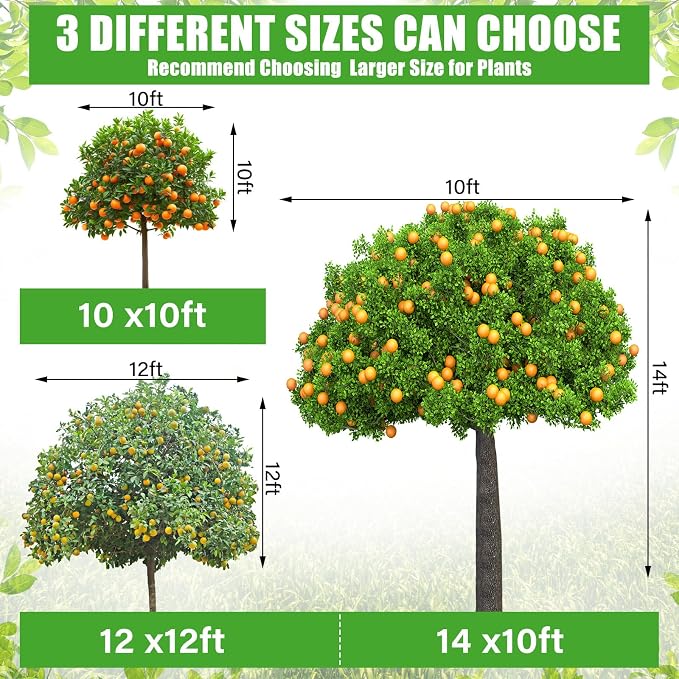 12 x 12 ft Large Fruit Tree Netting for Protecting Fruit from Squirrels Birds Bug Deer & Rat Garden Mesh Netting with Zipper and Drawstring Tree Covers for Blueberry Peach Apple Garden Bushes