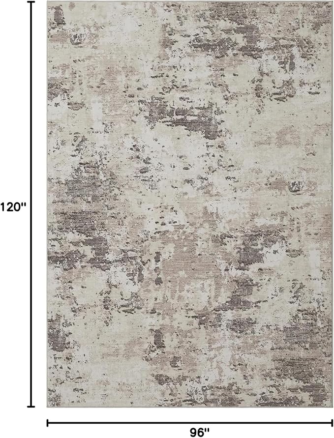 ROYHOME Modern Abstract Area Rug 8x10 Non Slip, Brown Grey | Non Shedding Rug Low Pile Stain Resistant for Bedroom Living Room