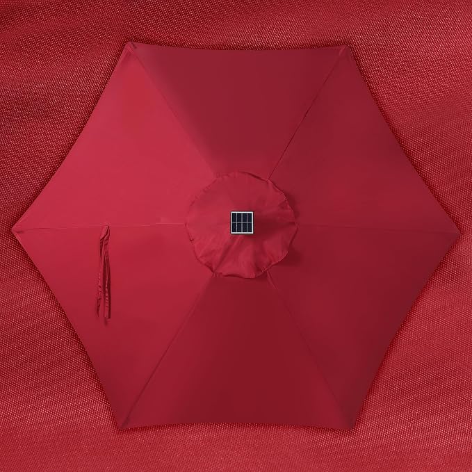 Blissun 7.5 ft Solar Umbrella, 18 LED Lighted Patio Umbrella, Table Market Umbrella