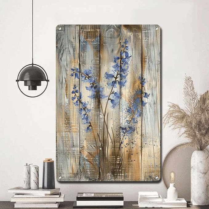 Metal Sign Tin Sign Vintage Wall Art Antique Enchantment Bluebell Tin Sign for Shabby Chic Interiors Rustic Elegance and Corrosion Resistant Aluminum Bar Signs for Home Bar for Pub 12×16 Inches