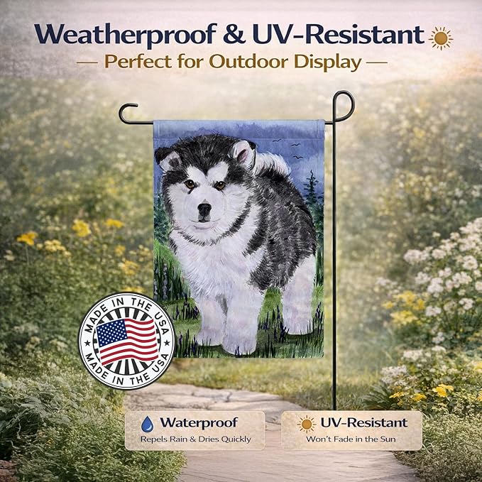 Caroline's Treasures SS8027GF Alaskan Malamute Garden Flag Mailbox Flag Decorative Yard Flag Banner Outside Patio Artwork Yard Flower Beds, Garden Size, Multicolor