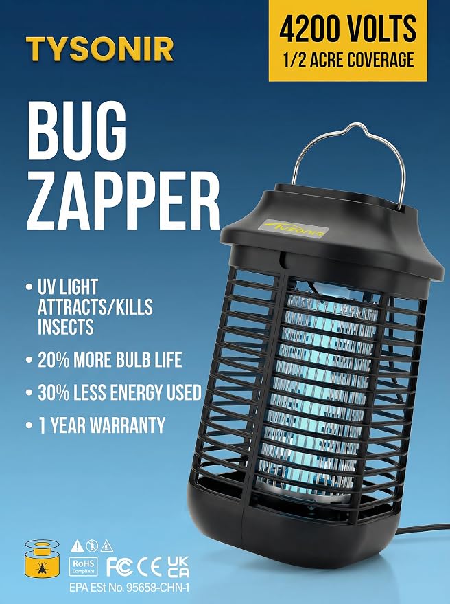 Bug Zapper 4200V, 9.84Ft Power Cord w/Switch, Electronic Mosquito lamp