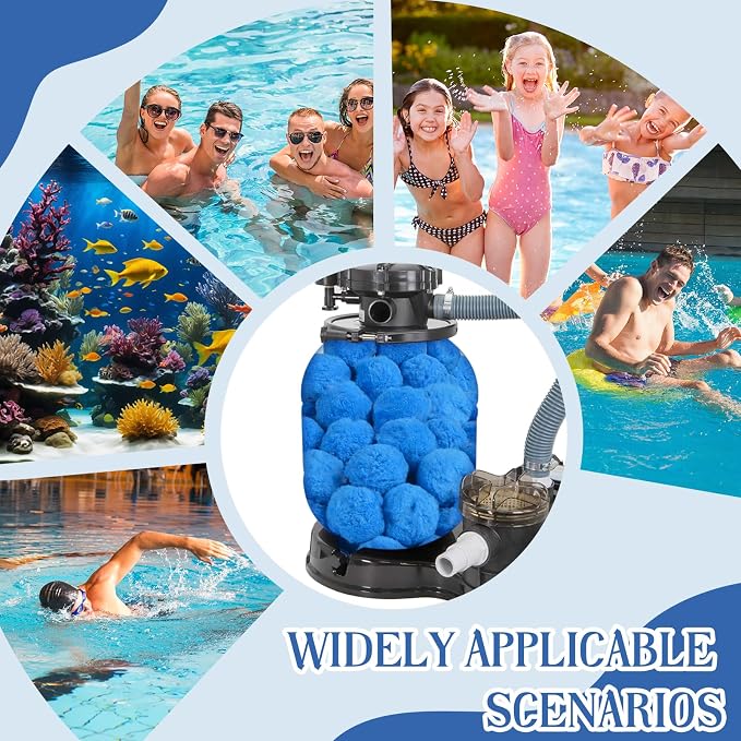 3.1 LBS Pool Filter Balls for Sand Pump, Swimming Pool Filter Media | New Efficient, Blue Eco-Friendly Filter Balls Equals 110 lbs Pool Filter Sand for All Sand Filter System