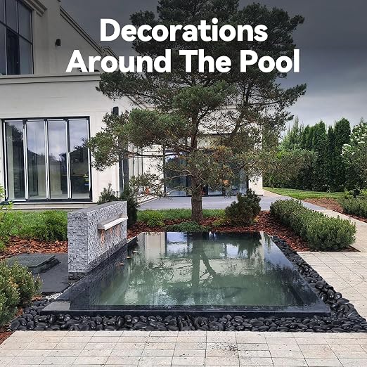 Pulovin 40 lbs Black Stones for Plants Indoor, 2-3 Inch Decorative River Rocks for Plants, Flower Pots, Vase, Polished Garden Stones for Outdoor Landscaping, Walkways, Yard